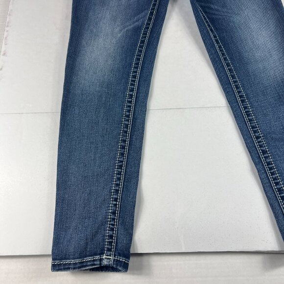 Miss Me Jeans Women's 29x25* Low Rise Skinny Ankle Blue Embellished Denim Tag 27 - Picture 6 of 16